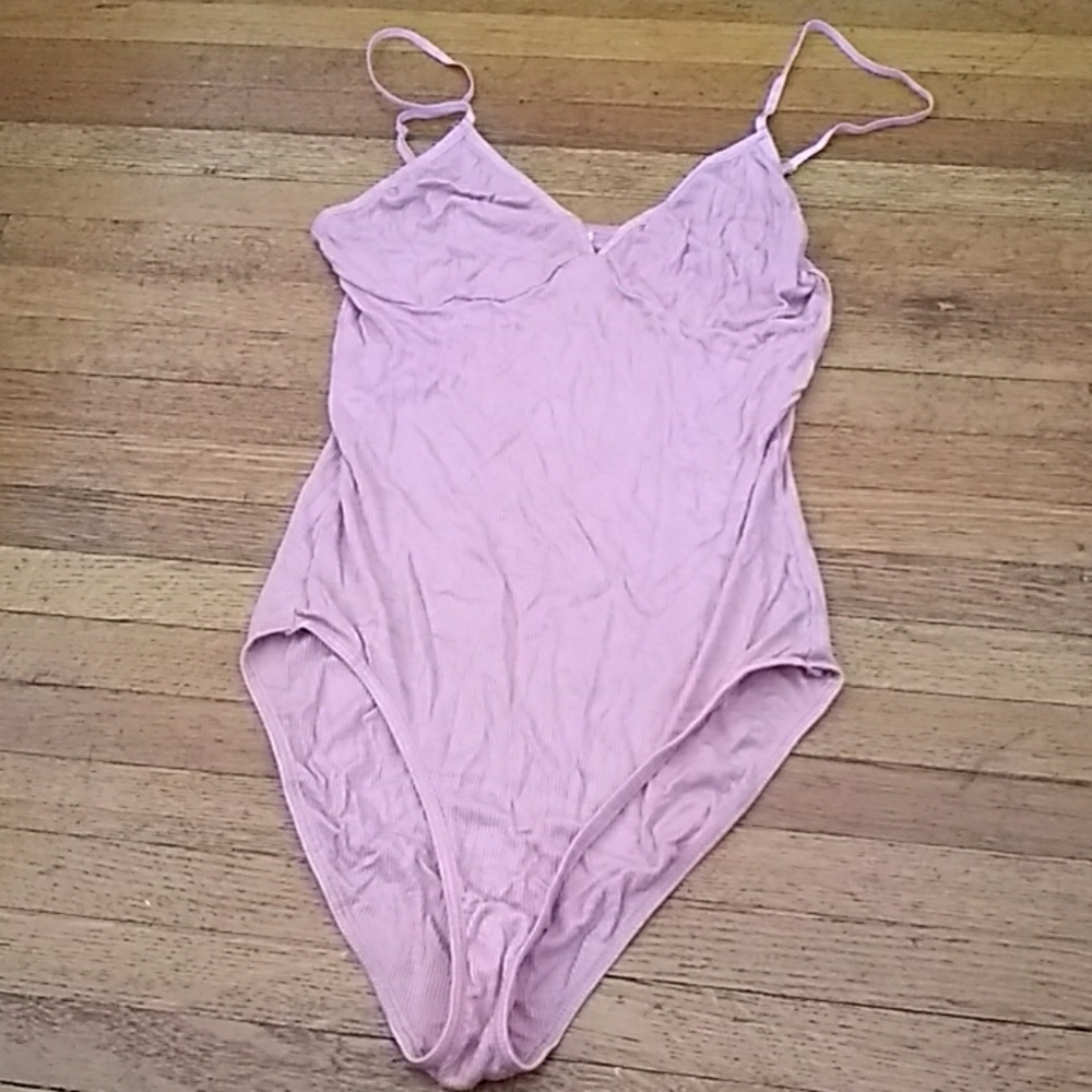 AA ribbed pink bodysuit medium